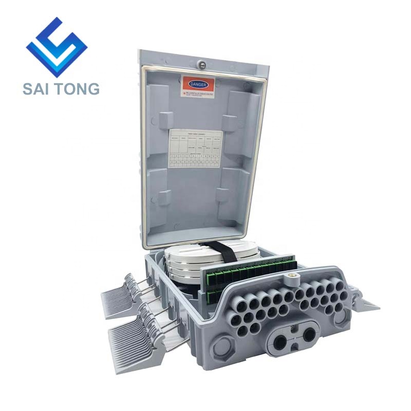 PC ngoài trời Hộp bao vây sợi quang lõi ABS Gray24 SC FTTH nhựa cajas de fibra NAP CTO Hộp phân phối sợi quang 24 lõi