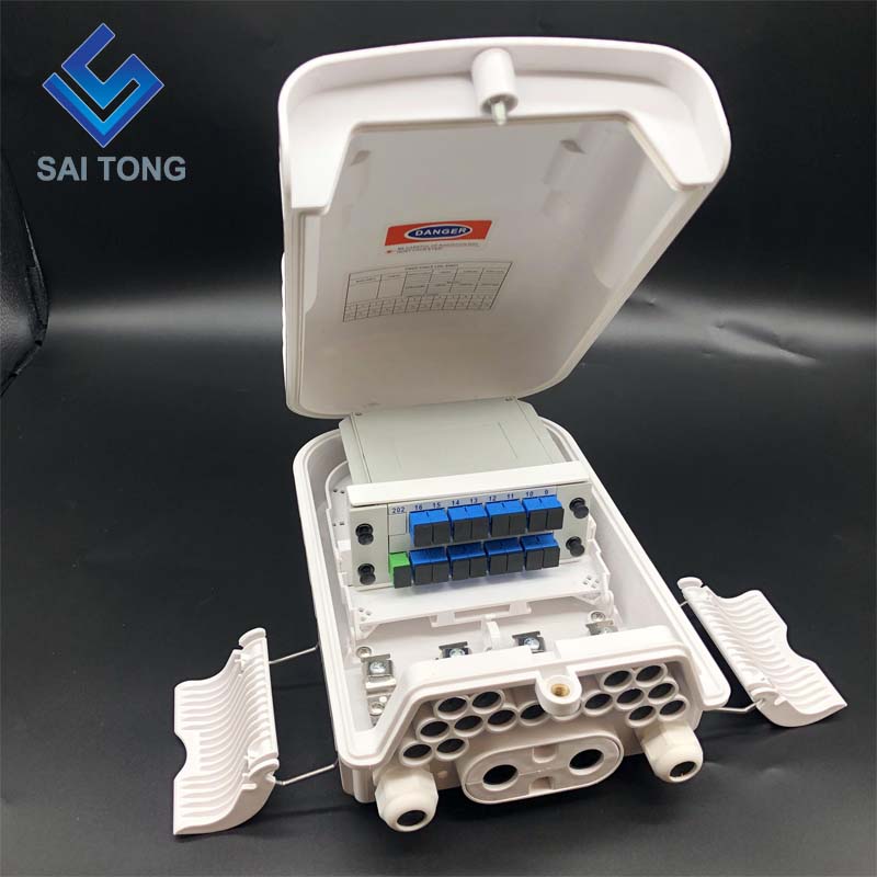 Hộp đóng sợi quang Saitong 16 lõi PLC FTTH FTTX FTTP Hộp kết thúc sợi quang IP65 Hộp nối cáp quang ngoài trời Phong cách MỚI