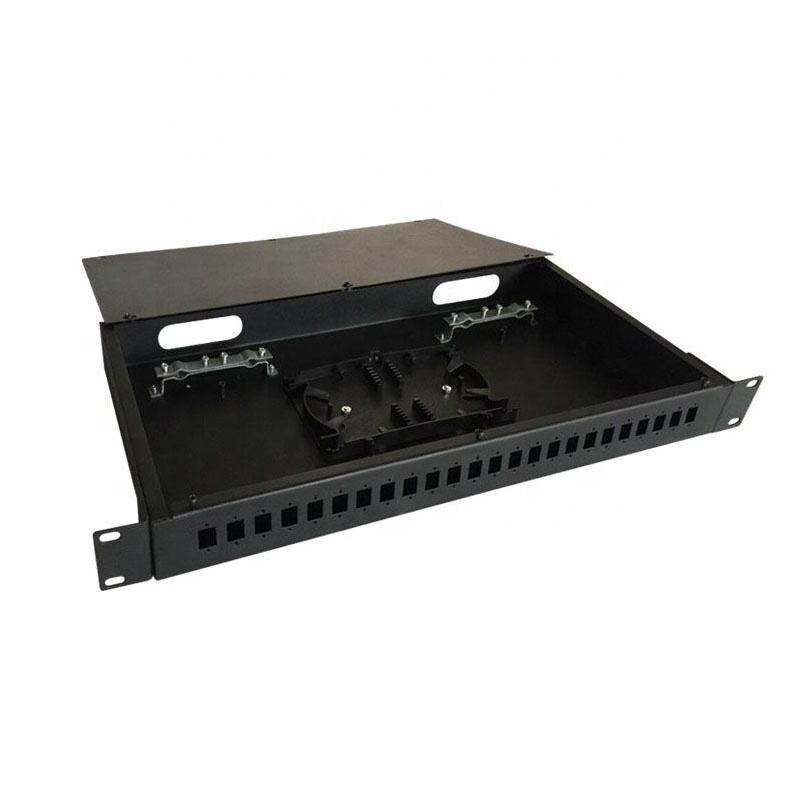 19 inch ftth 24 cổng sc fc lc st rack mount khung phân phối sợi quang bảng vá sợi quang rack mount ODF 1u kim loại