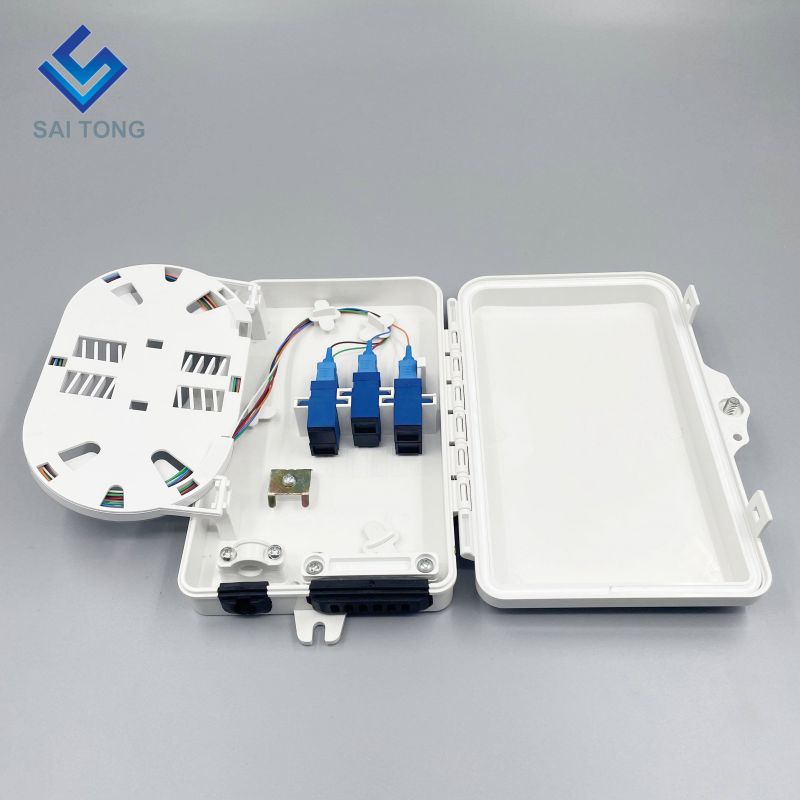 Saitong 1/6 Ports FTTH FTTX Hộp phối quang 6 lõi Hộp hỗ trợ PLC Hộp quang ABS