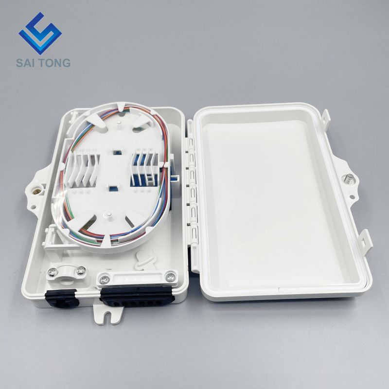 Saitong 1/6 Ports FTTH FTTX Hộp phối quang 6 lõi Hộp hỗ trợ PLC Hộp quang ABS