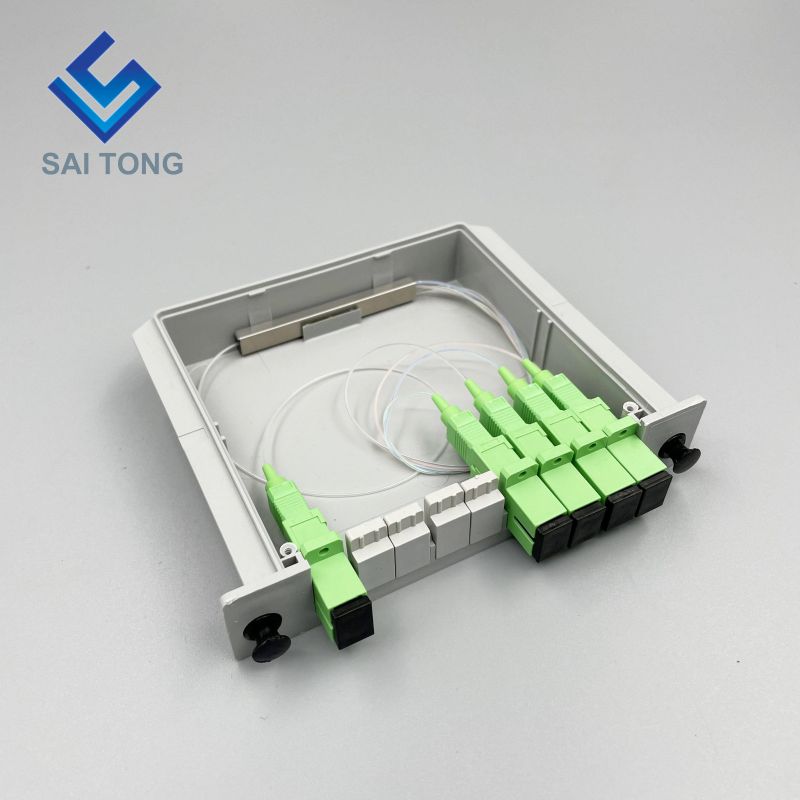 1:4 SC/APC Rack Mount Plc Splitter Hộp ABS Đầu nối SC UPC Bộ tách sợi quang loại 1X4