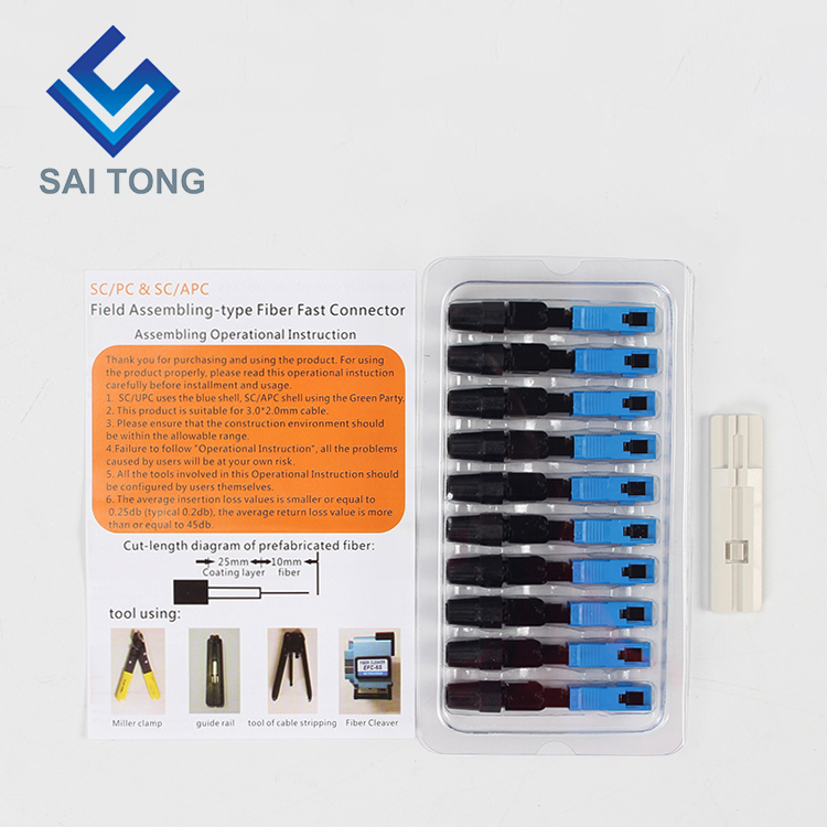 Saitong Cung cấp thiết bị liên lạc đầu nối nhanh sc/upc ftth Đầu nối nhanh sợi quang Đầu nối sợi quang