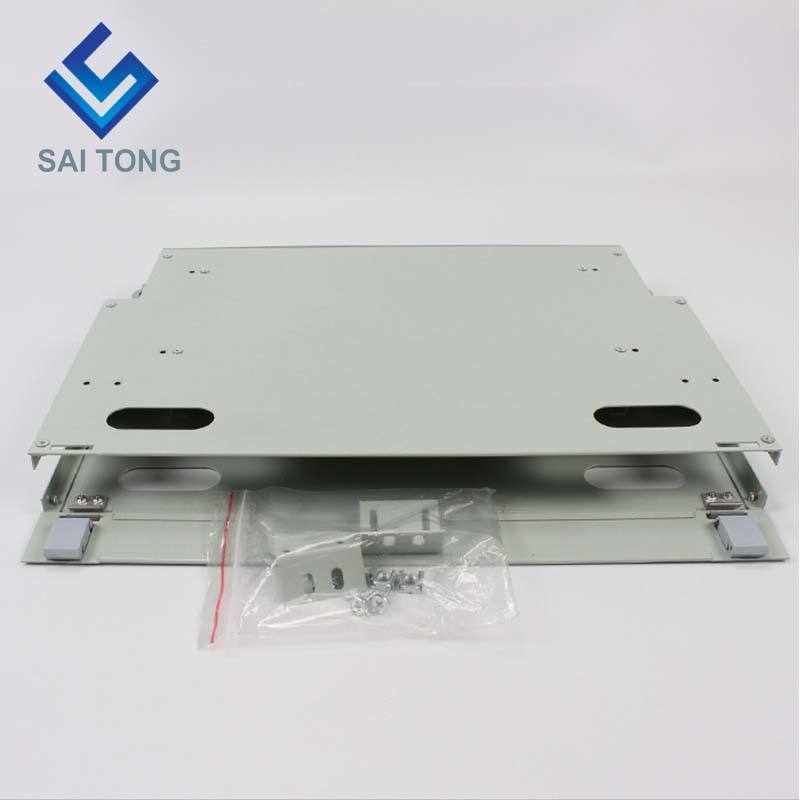 SaiTong FTTH 19 Inch Rack Mount Tủ 12 cổng SC/FC ODF 1 U 12 lõi Khung phân phối sợi quang Tùy chọn Full Load