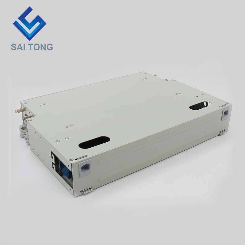 SaiTong FTTH 19 Inch Rack Mounting Tủ 24 cổng SC/FC ODF 2 U 24 core Khung phân phối sợi quang Tùy chọn Full Load