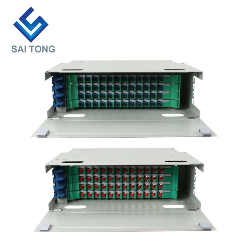 SaiTong FTTH 19 Inch Rack Mount Tủ 48 cổng SC/FC ODF 4 lõi U 48 Khung phân phối cáp quang Tùy chọn Full Load