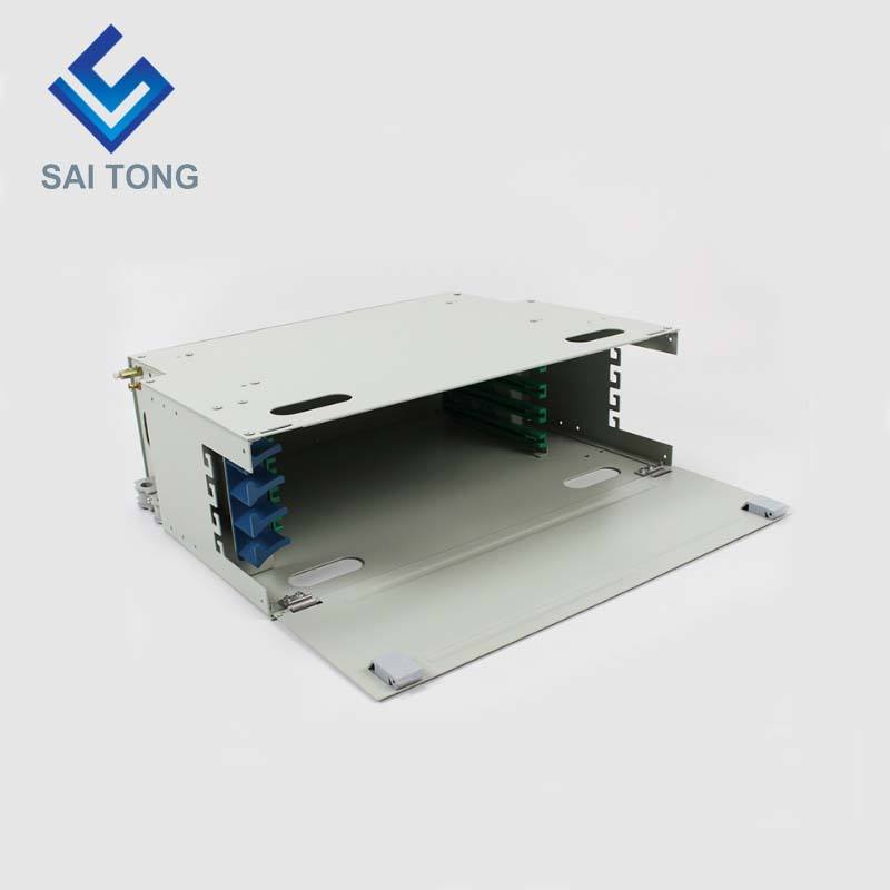 SaiTong FTTH 19 Inch Rack Mount Tủ 48 cổng SC/FC ODF 4 lõi U 48 Khung phân phối cáp quang Tùy chọn Full Load