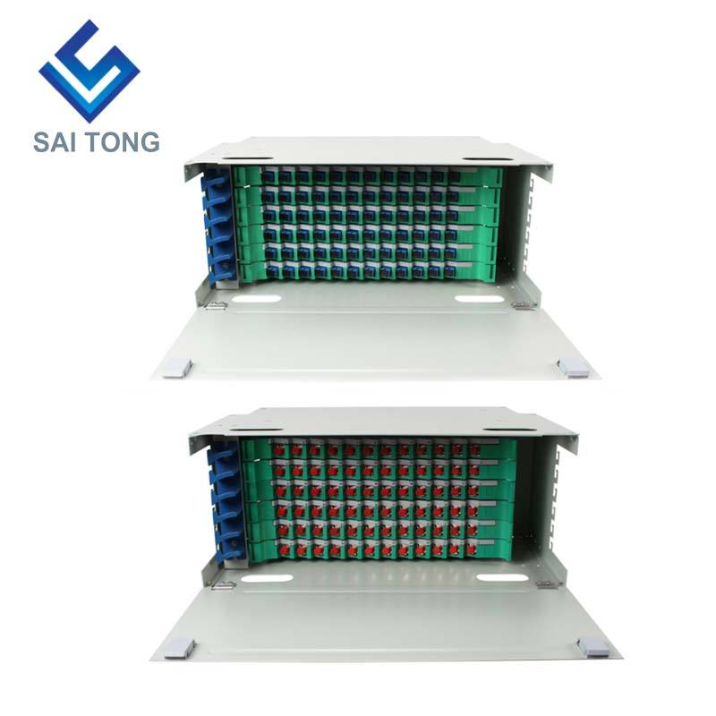 SaiTong FTTH 19 Inch Rack Mount Tủ 72 cổng SC/FC ODF 6 lõi U 72 Khung phân phối cáp quang Tùy chọn Full Load