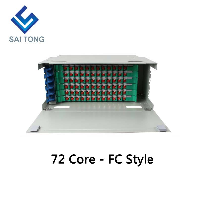 SaiTong FTTH 19 Inch Rack Mount Tủ 72 cổng SC/FC ODF 6 lõi U 72 Khung phân phối cáp quang Tùy chọn Full Load