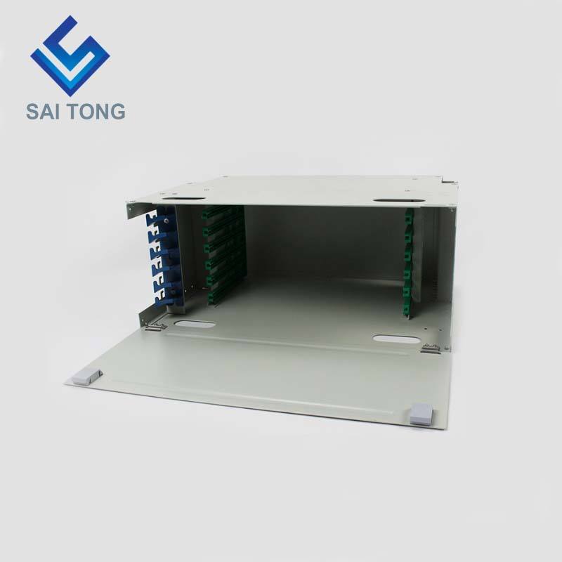 SaiTong FTTH 19 Inch Rack Mount Tủ 72 cổng SC/FC ODF 6 lõi U 72 Khung phân phối cáp quang Tùy chọn Full Load