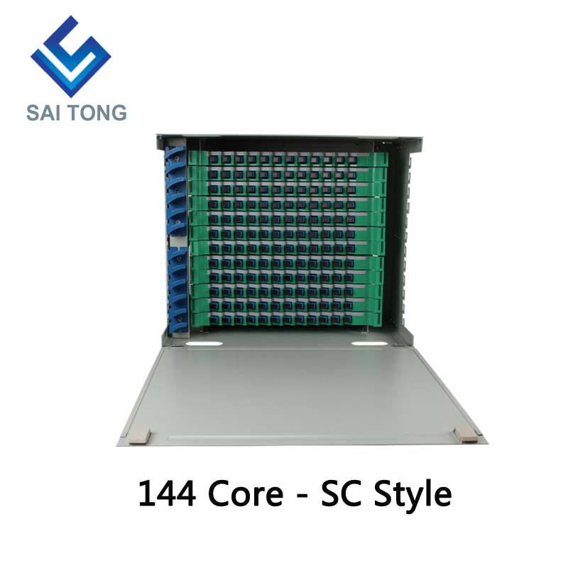 2022 SaiTong FTTH 19 inch Rack Mount Tủ 144 cổng SC/FC ODF 12U 144 core Khung phân phối sợi quang Tùy chọn Full Load