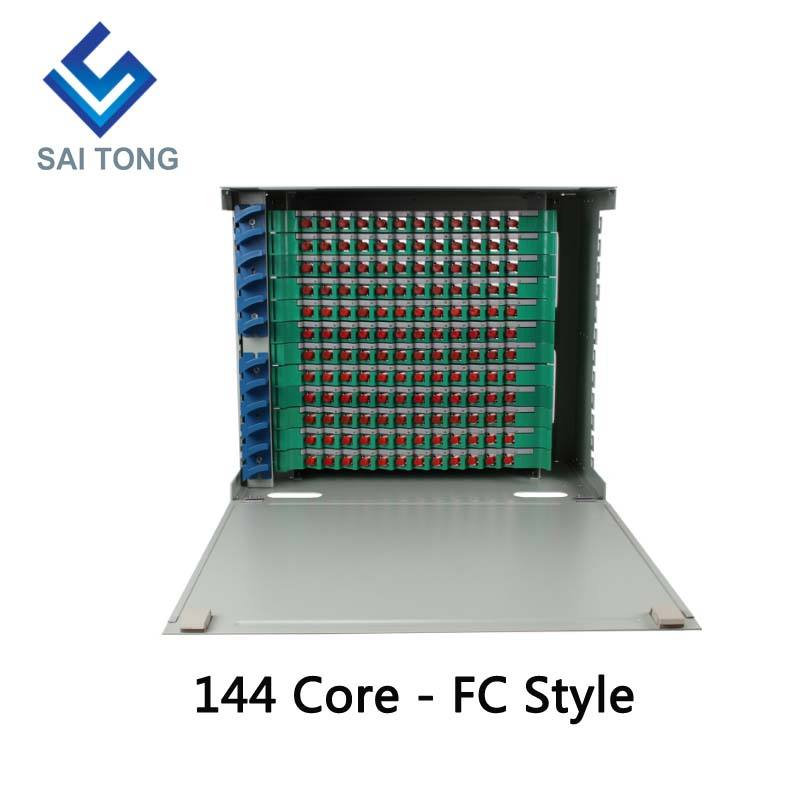 2022 SaiTong FTTH 19 inch Rack Mount Tủ 144 cổng SC/FC ODF 12U 144 core Khung phân phối sợi quang Tùy chọn Full Load