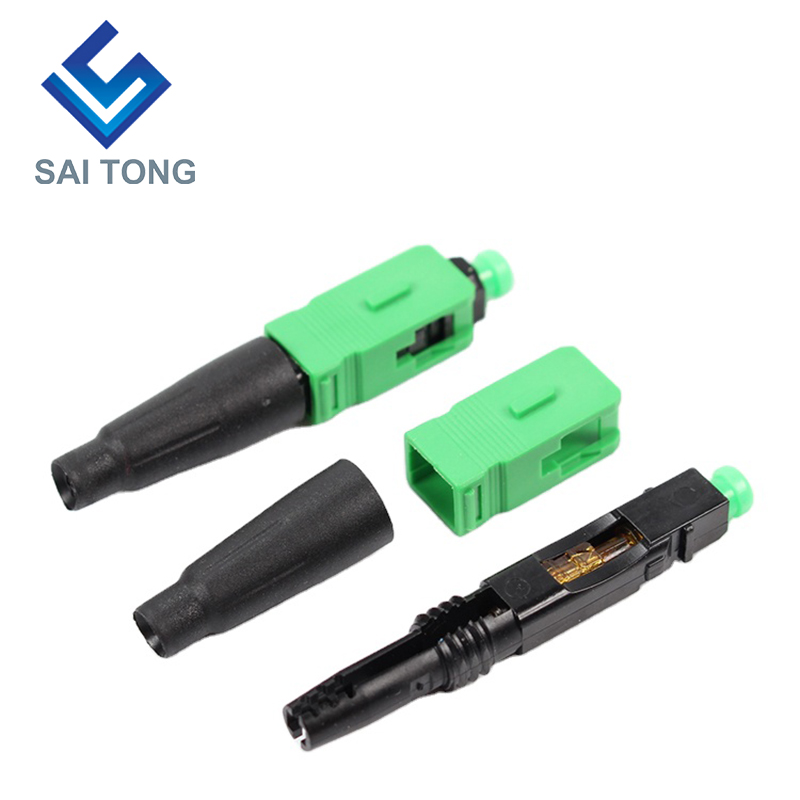 Cáp quang FTTH Saitong Optic Đầu nối nhanh sc apc cáp quang màu xanh lá cây đầu nối nhanh Đầu nối nhanh Lắp ráp trường Singlemode