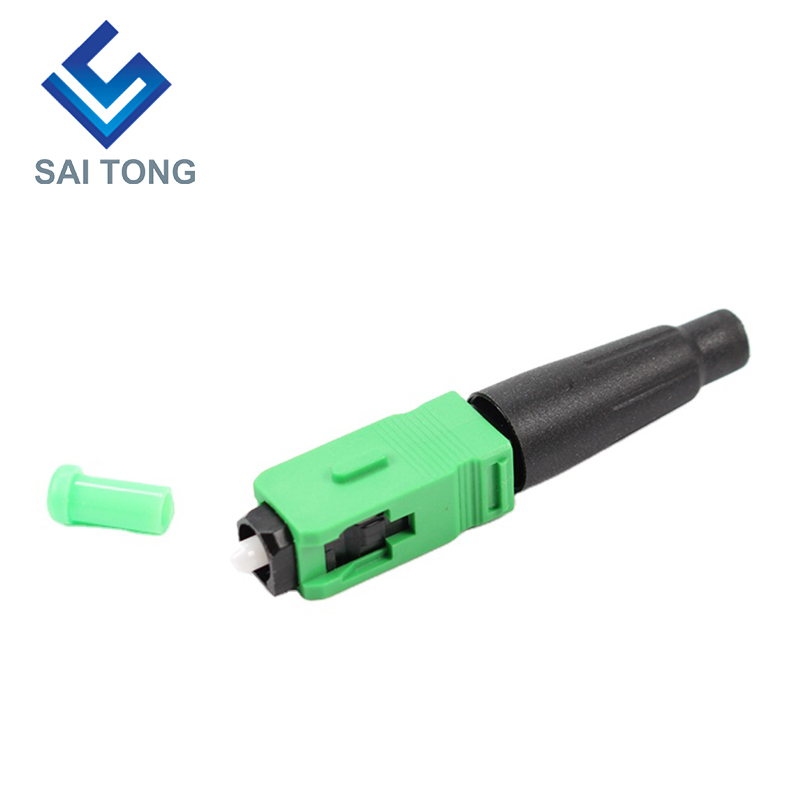 Cáp quang FTTH Saitong Optic Đầu nối nhanh sc apc cáp quang màu xanh lá cây đầu nối nhanh Đầu nối nhanh Lắp ráp trường Singlemode